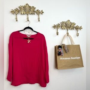 100% Cotton waffle fushia pink long sleeve m
Ptp 20”